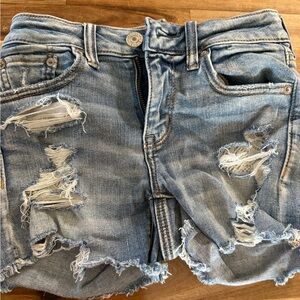 American Eagle Outfitters Light Blue Distressed Jean Shorts